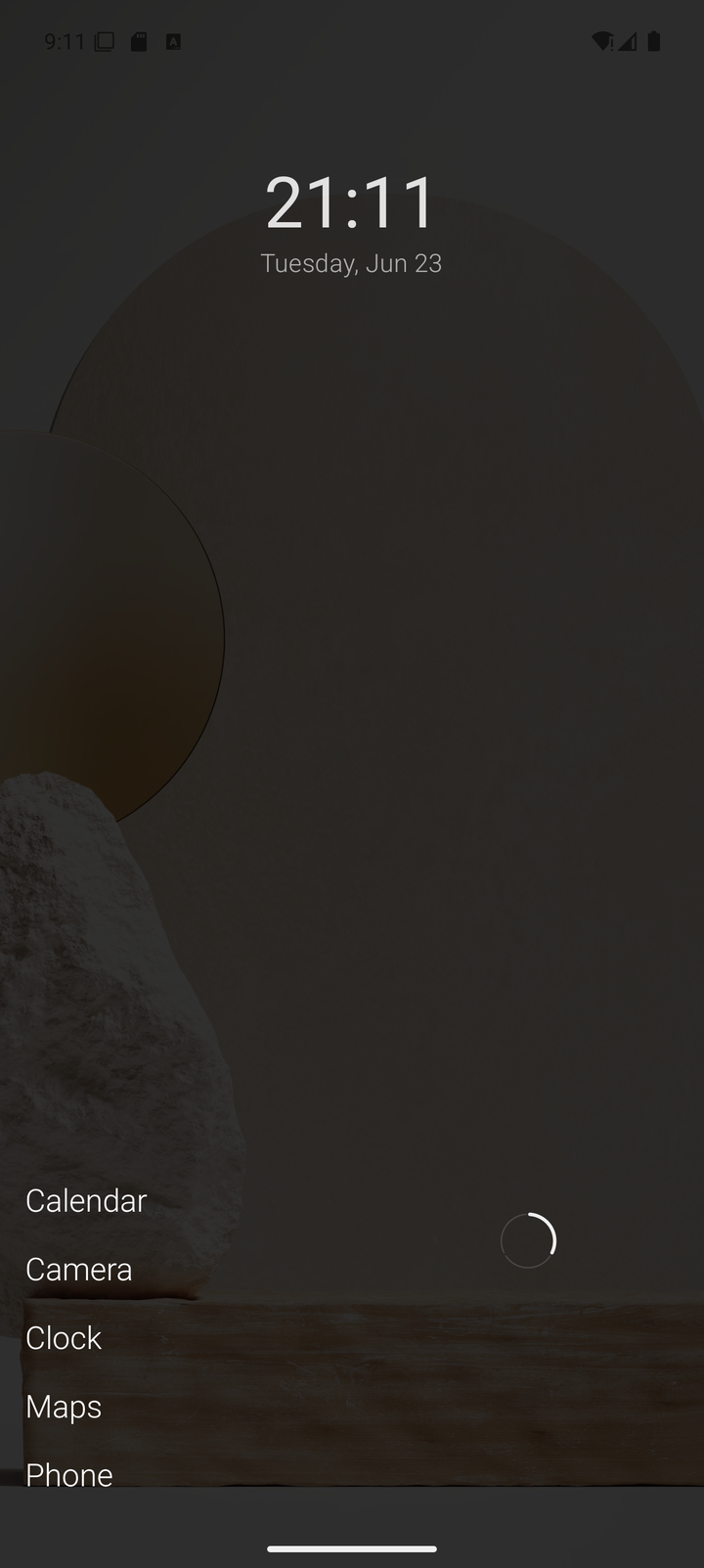 Zez Launcher home screen — a clock, the date, and a short curated list of apps